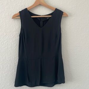 Theory 100% silk black peplum tank Sz 0